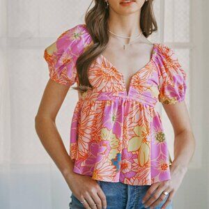 Entro Bailey Babydoll Blouse Floral S